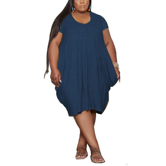 Yegine Oversize Tshirt Dress For Women Casual Plus Size Short Sleeves Midi Tuni - Picture 3 of 5